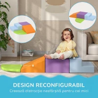 HOMCOM Set 4 Blocuri Moi pentru Copii 1-3 Ani, Spumă și Piele PU, Jucării de Cățărat, Multicolor(m-6)