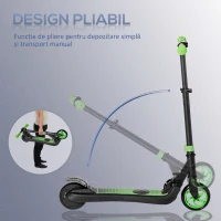 HOMCOM Trotinetă Electrică Pliabilă pentru Copii 6+ Ani cu Înălțime Reglabilă, 71x36.5x75-80 cm, Negru și Verde(m-7)