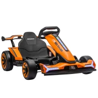 AIYAPLAY 24V Electric Go Kart for Kids 6-12 Years with Drift Mode, Adjustable Seat, 3 Speed, Slow Start, Orange(m-1)