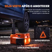 HOMCOM Kit de Macaco Hidráulico Elétrico 5T 12V 14,3-45 cm com Luz LED, Bomba de Ar, Chave Sextavada, Martelo e Mala Laranja(m-7)