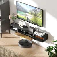 HOMCOM Wall-mounted TV Unit with Open Compartments, Drop-Down Door and Cable Pass-Throughs, 120 x 24 x 16 cm, Dark Gray(m-4)