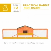 PawHut Wooden Rabbit Hutch with Run, Tray, Ramps, Asphalt Roof, 309 x 70 x 87cm, Orange(m-4)