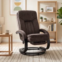 HOMCOM Swivel Recliner Chair, Velvet Recliner Armchair with Retractable Footrest, Dual-Layer Cushion, High Back, Dark Brown(m-14)