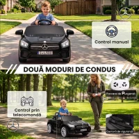 AIYAPLAY Mașină Electrică pentru Copii Mercedes-Benz SL500 12V cu 2 Motoare, Suspensie, Muzică și Telecomandă, Negru(m-6)