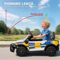 AIYAPLAY Mașină Electrică pentru Copii, model poliție, cu Telecomandă, Claxon și Muzică Integrată, 96x60x45 cm(m-7)