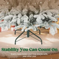 HOMCOM 6 ft Artificial Flocked Christmas Tree with 1182 Branches, Hinged Xmas Tree with Foldable Metal Stand, Easy Assembly for Home Office Decor(m-7)