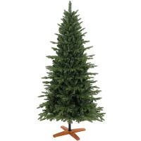 HOMCOM Kunstkerstboom 180 cm met inklapbare houten standaard, 1438 takpunten, groen(m-1)
