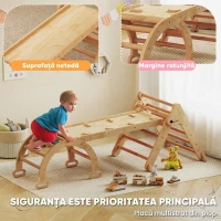 AIYAPLAY Joc pentru Copii 5 în 1 cu Triunghi, Perete Neted și Arc, din Lemn de Plop și Pin, 188x70x59 cm(m-5)
