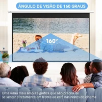 HOMCOM Ecrã de Projeção Elétrico 120 Polegadas com Comando à Distância 16:9 para Interior e Exterior Branco(m-5)