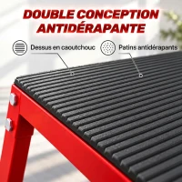 SPORTNOW Boîte Entraînement Pliométrique Trapézoïdale en Acier, 3 Plateformes de Saut Antidérapantes 30,5/45,8/61 cm, Rouge(m-6)