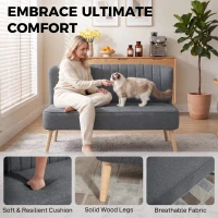 HOMCOM 2 Seater Sofa for Living Room, Modern Linen-Look Fabric Couch, Armless Loveseat Sofa Settee for Bedroom, Dark Grey(m-5)