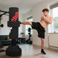 SPORTNOW Sac de box autoportant cu țintă reglabilă, bază umplibilă și ventuze, negru(m-7)