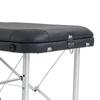 HOMCOM Foldable Massage Bed Portable Table, 3-Section Aluminium Foldable Beauty Couch with Headrest Support, 60 cm Width Black(m-12)