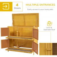 PawHut Double Decker Rabbit Hutch 2 Tier Guinea Pig House Pet Cage Outdoor with Sliding-out Tray, 97 x 44 x 91cm, Yellow(m-4)