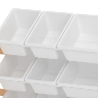 AIYAPLAY Toy Storage Organiser with 3 Shelves and 12 Bins, Wooden Toy Organiser for Playroom, Bedroom, Nursery, Natural(m-10)