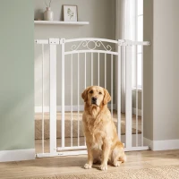PawHut Cancelletto di Sicurezza per Cani da Interno con 2 Estensioni 76-104 cm, per Corridoio e Scale, Bianco(m-7)