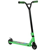 SPORTNOW Scooter Acrobático para Trucos con Plataforma de Aluminio Rodamientos ABEC-7 Ruedas 100 mm Manillar 360° Verde(m-11)