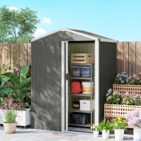 Outsunny Abri de Jardin en Métal 1,2 m², Cabane Jardin Extérieure, Porte Coulissante Verrouillable, 136x87x176cm, Gris Clair(m-8)