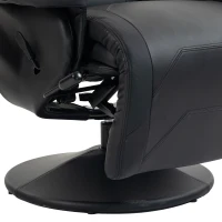 HOMCOM Manual Recliner Armchair PU Leather Lounge Chair w/ Adjustable Leg Rest, 135° Reclining Function, 360° Swivel, Black(m-10)