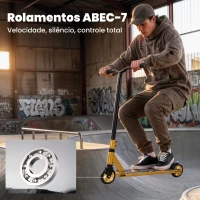 SPORTNOW Trotinete Acrobática para Truques com Plataforma em Alumínio, Rolamentos ABEC-7, Rodas 110 mm e Guiador 360°, Dourado(m-6)