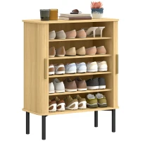 HOMCOM Dulap pentru Pantofi 5 Niveluri 15 Perechi cu Uși tip Rulou Glisante, Rafturi Reglabile, 78x38x95,2cm, Stejar(m-9)