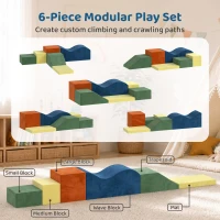 AIYAPLAY Kids Soft Play Set, 6PCS Foam Climbing Blocks with Non-Slip Base, Indoor Soft Playground for Climbing and Crawling(m-4)
