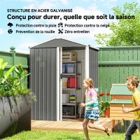 Outsunny Abri de Jardin en Métal 1,2 m², Cabane Jardin Extérieure, Porte Coulissante Verrouillable, 136x87x176cm, Gris Clair(m-4)