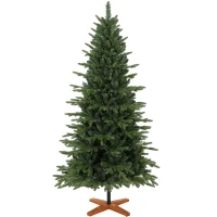 HOMCOM Kunstkerstboom 180 cm met inklapbare houten standaard, 1438 takpunten, groen(m-15)