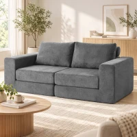 HOMCOM Canapea extensibilă 4-în-1 cu funcție de dormit, extensibilă, canapea pliabilă, 2 locuri, Gri(m-4)