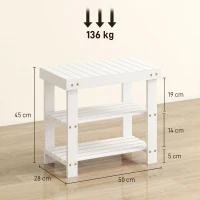 HOMCOM Banco Zapatero de Bambú con Asiento y 2 Estantes para 4 Pares para Entrada Salón Dormitorio 50x28x45 cm Blanco(m-3)