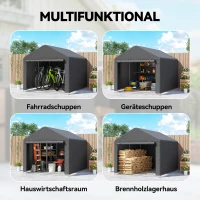 Outsunny Garagenzelt 2,3 x 2 m Wasserabweisend Gerätezelt mit Rollbar Reißverschlusstür Satteldach, UV-beständig Dunkelgrau(m-6)