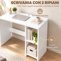 HOMCOM Scrivania per Computer con 2 Ripiani Aperti, 80 cm, Bianco(m-4)