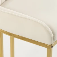 HOMCOM Bar Stools Set of 2 with Backrest, Footrest, Gold Electroplated Legs for Kitchen Island, Dining Room, Cream White(m-12)