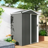 Outsunny Abri de Jardin en Métal 1,2 m², Cabane Jardin Extérieure, Porte Coulissante Verrouillable, 136x87x176cm, Gris Clair(m-9)