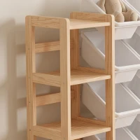 AIYAPLAY Toy Storage Organiser with 3 Shelves and 12 Bins, Wooden Toy Organiser for Playroom, Bedroom, Nursery, Natural(m-9)