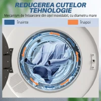 HOMCOM Mini Uscător Electric 1000W de 3 kg cu Afișaj LED, 49x43x61 cm, Alb(m-6)