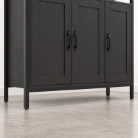 HOMCOM Industrial Kitchen Sideboard with Open Shelf, 2 Cabinets, Adjustable Shelves for Living Room, Dining Room, Black(m-12)
