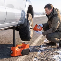HOMCOM Kit Martinetto Elettrico Auto 5T con Chiave a Impulsi, Idraulico 143-450 mm, Arancione(m-8)