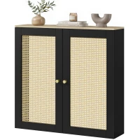 HOMCOM Cobertura para Radiador com 2 Portas em Rotim para Sala de Estar e Quarto 78x19x75 cm Preta(m-11)