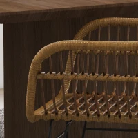 HOMCOM 2-er-Set Stühle im Boho-Stil, Küchenstühle, PE-Rattan, 56 x 60 x 79 cm, Natur + Schwarz(m-9)