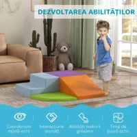 HOMCOM Set 4 Blocuri Moi pentru Copii 1-3 Ani, Spumă și Piele PU, Jucării de Cățărat, Multicolor(m-4)