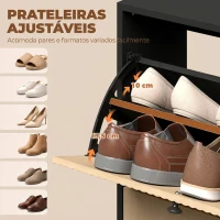 HOMCOM Sapateira Estreita com 2 Gavetas Basculantes Armário Banco Oculto e Prateleiras Ajustáveis 8-10 Pares 100x23,8x100 cm Carvalho(m-6)
