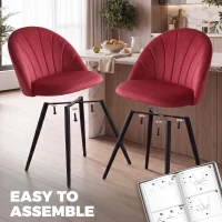 HOMCOM Lot de 2 Chaises de Salle à Manger, Chaises de Cuisine Rembourrées sans Accoudoirs, Pieds en Acier, 52x55x79cm, Bordeaux(m-8)