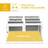 PawHut Rabbit Hutch with Openable Foldable Roof, Light Grey(m-4)