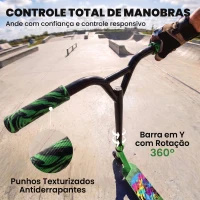 SPORTNOW Trotinete Acrobática para Truques com Plataforma em Alumínio, Rolamentos ABEC-7, Rodas 100 mm e Guiador 360°, Verde(m-7)
