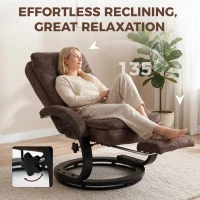 HOMCOM Swivel Recliner Chair, Velvet Recliner Armchair with Retractable Footrest, Dual-Layer Cushion, High Back, Dark Brown(m-4)