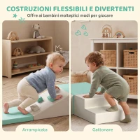 AIYAPLAY Set di 4 Costruzioni Morbide per Bambini 1-3 Anni in Pelle PU e EPE, Verde Chiaro e Beige(m-7)