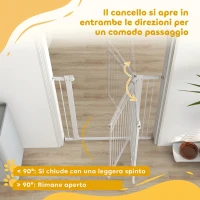 PawHut Cancelletto di Sicurezza per Cani da Interno con 2 Estensioni 76-104 cm, per Corridoio e Scale, Bianco(m-6)