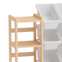 AIYAPLAY Toy Storage Organiser with 3 Shelves and 12 Bins, Wooden Toy Organiser for Playroom, Bedroom, Nursery, Natural(m-13)