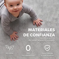 AIYAPLAY Alfombra Infantil, 127x127 cm, Colchoneta de Espuma 3 cm, Franela Suave, Antideslizante, Resistente al Agua, Gris Claro(m-7)